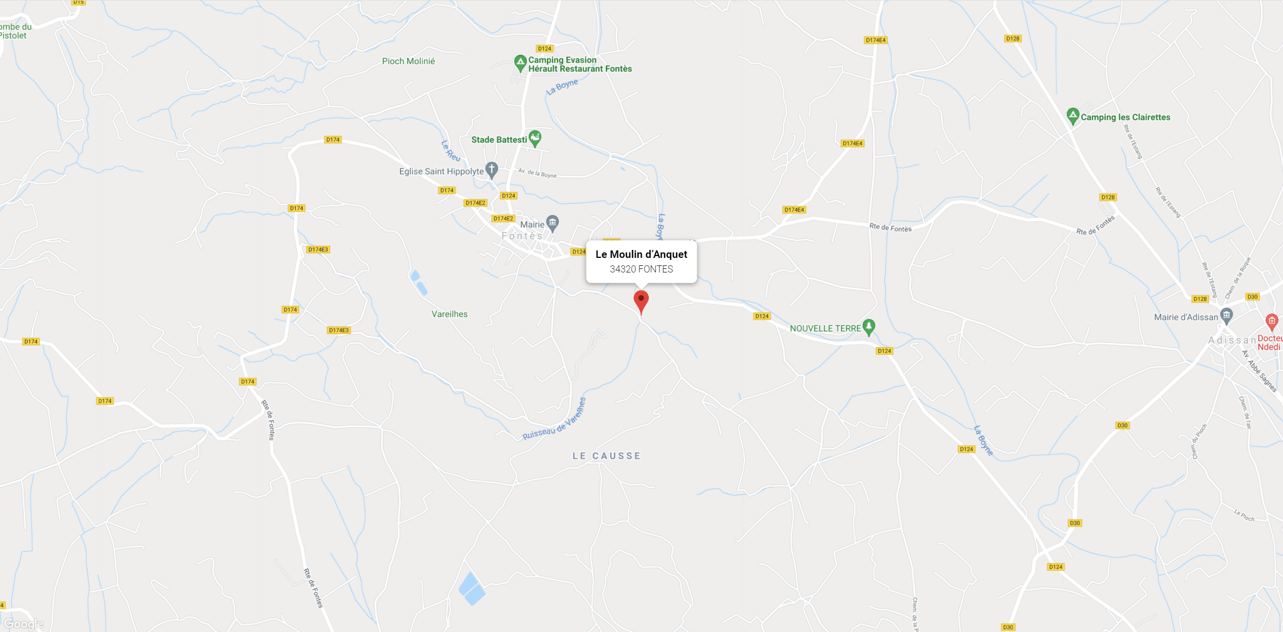Map du Moulin - Le Moulin d’Anquet à Fontès